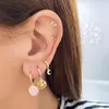 Hoop & Huggie Silver Gold Color White Pink Enamel Smile Drop Earring Black Clips Pendiente Spring Summer Jewelry For Women 2022Hoop