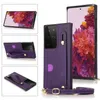 Casos de telefone à prova de choque para Samsung Galaxy S22 S21 S20 Note20 Ultra Note10 Plus Solid Color PU Couro Caso de proteção com alça de ombro e pulseira