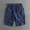 2020 Men Summer Fashion Japan Style Premium Linen Vintage Elastic Waist Striped Shorts Male Slim Daily Casual Classical Shorts T200422