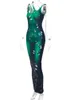 Sisterlinda Summer Asimmetrico Stampa See Through Maxi Abiti Donna Senza maniche Skinny Blackless Bodycon Elegante Party Y2K Robe 220521