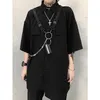 Houzhou Techwear Goth Gothic Clothing Men S Shirt krótkie rękawe męskie punkowe szorty set Streetwear Hip Hop Hippie 220621