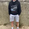 Shark obecny sweter z kapturem umyte i wykonane starej wysokiej ulicy Tide Br luźne dorywczo para mężczyzn