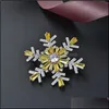 Pins Brooches Jewelry 100% Pure 925 Sterling Sier Snowflake Brooch For Women Korea Pins Coat Artdeco Christmas Gift Ymbr004 Drop Delivery 2