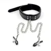 Bdsm fétiche cou collier pinces à mamelon chaîne pince à seins femme cuir Pu érotique sexy Bondage jouets pour Couples