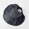 Summer double-layer fisherman hat female empty top sun hat black glue coating outdoor UV protection foldable sunshade XHJ189