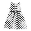 Girl039 Robes 16 ans nés Baby Girl Vêtements Robe Princesse Navy blanc Polka Print sans manches Bowtie Aline Party pour 8939846