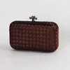 Retro Handmade Small Woven Clutch Banquet Handbag Lady Womens Silk Flap Chain het Hand Bag Dinner Party 220627