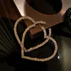 Hoop Huggie Fashion Big Heart Earrings Dingle Crystal Tassel Ear Stud Drop Wedding Party Gift Smycken Tillbehör för WomenHoop Kirs22