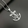 Pendentif Colliers Hip Hop Bling Glacé En Acier Inoxydable INRI Crucifix Jésus Ancre Gouvernail Pendentifs Collier Pour Hommes Rappeur BijouxPendant