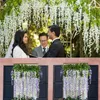 Flores decorativas grinaldas 12 pacote artificial wisteria videira fascinante festão de festão de seda longa caseira caseira