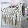 Blankets Bohemian Knitted Blanket Sofa Bed Decorative Tassel Acylic Grey Khaki Throw Towel Plaid Tapestry Bedspread