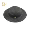 Ladi Sun Boater Flat Hats Small Bee Sequins Straw Retro Gold Braided Female Sunshade Shine Cap RH9085933