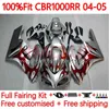 Корпус для инъекционной формы для Honda CBR-1000 CBR 1000 CBR1000 RR CC 04-05 Кузов 115NO.8 CBR-1000RR 1000CC CBR1000RR 04 05 CBR 1000RR 2004 2005 OEM Fairing Kit Красный серебро