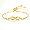 Womens 8 Shape Link Bracelet Adjustable Steel CZ Rhinestone Infinity Charm Anklet Bangle for her Valentines Mother Day Gift