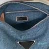 Denim Mavi Omuz Sling Çantası Kadın Çanta Tote Çanta Kadın Cüzdan Kılıfı Siyah Üçgen Debriyaj Cüzdan Naylon Mektup Totes