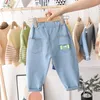 Hipac Boys Toddler Cowboy Jeans Autumn Pants Solid Color Closit Foy Boy Girls Nasual Style Kids Baby Baby Clothing LJ201203