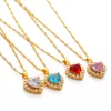 ペンダントネックレスAnniyo Heart Charm Women Girl Girl Gold Color CZ Stone Necklace Jewelry African Arab Middle East Gifts＃001537 ELLE22