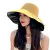 Широкие шляпы летняя кепка Женщины Шляпа Сплошная круглая форма Полово солнце защищает теплостойкий