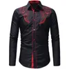 Mode Heren Geborduurd Western Shirt Lange Mouw Slim Casual Shirt 220801