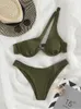 Sexy Bikinis Badeanzüge ausschneiden Damen Badebekleidung eine Schulter Biquini Hoch geschnittene Badeanzüge Push Up Beach Bikini Set 220527