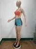 Женские спортивные костюмы Bandana Print 2 Piece Sport Sets Women Sexy Hollow Short наряд летний сплайсинг