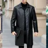 Gabardinas para hombres Abrigos de cuero Casaco Masculino XLong Chaquetas Moda Ropa exterior Jaqueta Masculina 220826