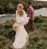 Syrenka Wspaniałe koronkowe sukienki ślubne suknia ślubna z opakowaniem 2022 Seksowna bez pleców Boho Beach Sweet Train