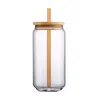 Boccale riutilizzabile all'ingrosso da 12 once 16 once 500 ml Grande bicchiere da birra Cola Bicchiere in vetro borosilicato con coperchio in bambù e cannuccia SN4480