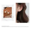 Hoop Huggie Retro Metal Earrings Oval Circle Pearl Minimalist Geometric Vintage Female Jewelhoop Kirs22