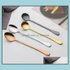 Spoons Flatware Kitchen Dining Bar Home Garden Stainless Steel Coffee Spoon Long Handle Ice Cream Kitchen Colourf Dhokw
