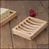 Soap Dishes Bathroom Accessories Bath Home Garden Fashion Natural Wooden Dish Tray Holder Storage Rack Plate Boxes Containers For Shower B