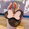 Brown Flower Keychains Rings Cartoon PU Leather Bow Mouse Gold Car Keyrings Holder Cute Bag Pendant Charms Fashion Design Jewelry Gifts Key Chains Accessories