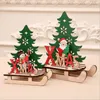 Christmas Decorations Sleigh Santa Snowman Elk Xmas Sledge Ornaments For Home Crafts Wooden Puzzle Gifts