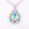 Anhänger Halsketten Großhandel Einzelhandel Modeschmuck Feiner BlauRosa Feueropal Stein Sterling Splitter Anhänger Für Frauen PAT002Pendant