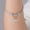 925 Silver Charm Pärlor dingle Sleeping Cat Pendant Pead Fit Pandora Charms Armband DIY smycken Tillbehör