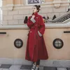 Women's Trench Coats Autumn Red Windbreaker 2022 Velvet Women Overcoat Casual Fashion Coat