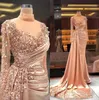2022 Arabski luksusowy syrena seksowne sukienki wieczorne Sheer V szyja cekiny z koralikami