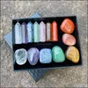 Arts And Crafts 7 Chakra Box Set Reiki Natural Stone Crystal Stones Ornaments Hexagon Prism Quartz Yoga Energy Bead Healing Sports2010 Dhbkc