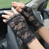 Cinq doigts gants gants minces femmes d'été sexy en dentelle en dentelle respirante drive couverte de couverture solaire élasticité étiquette danse cosplay mittensfive