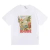 Rhude Marque Imprimé T-shirt Hommes Femmes Col Rond T-shirts Printemps Eté High Street Style Qualité Top T-shirts RHUDE Taille Asiatique S-XL Camiseta Casablanca A19