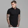 Męskie Lato Solidna koszula polo z krótkim rękawem Slim Fit Polos Fashion Streetwear Topy Mężczyźni Bawełna Fitness Sport Casual Golf Koszulki 220408