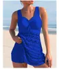 Nieuwe vrouwen badkleding twee stukken zwempakken bloemenprint zomer badpakken tankini strandkleding sexy bikini zwemdress plus size s-4xl