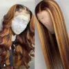 Human Hair wigs 16Inch 150%Density Brown Long Straight Glueless Lace Front Wigs For Black Women Daily Wear Wig