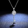 1ct Moissanite CZ 925 Sterling Silver Pendant Necklace Key Shape Simple Clavicle Chain Women Fashion Jewelry