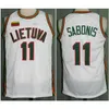 XFLSP # 11 Arvydas Sabonis Team Lietuva Litouwen Retro Klassiek Basketbal Jersey Mens Borduurwerk Gestikte Custom Any Number and Name