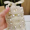 Borsa da sera Borsa di perle vuote per donna 2022 Nuova elegante pochette con pochette intrecciata a mano e borsa a tracolla piccola da donna 220622