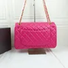 2022Ss F W France Womens Classic Double Flap Jumbo Fuchsia Bags Gold Silver Metal Quilted Hardware Matelasse Chain Crossbody Shoul260n