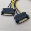Double 15 broches SATA mâle vers PCI-E PCI Express carte d'affichage vidéo graphique 8 broches mâle câble d'alimentation cordon 18AWG fil pour PC bricolage