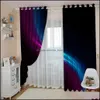 Custom Curtains Black Blue Purple Color Stripes 3D Blackout For Living Room Bedding Drapes Cotinas Para Sala Drop Delivery 2021 Curtain Ho