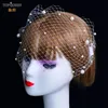 Véus de noiva VA05 Russo Veiling Birdcage Veil Blush Mão Aplicada Pérola Beads Adornada Bandeau Tulle Cage VeilBridal3105660